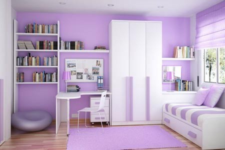 淡黄色房间装修效果图淡紫色卧室圆您温暖的少女梦